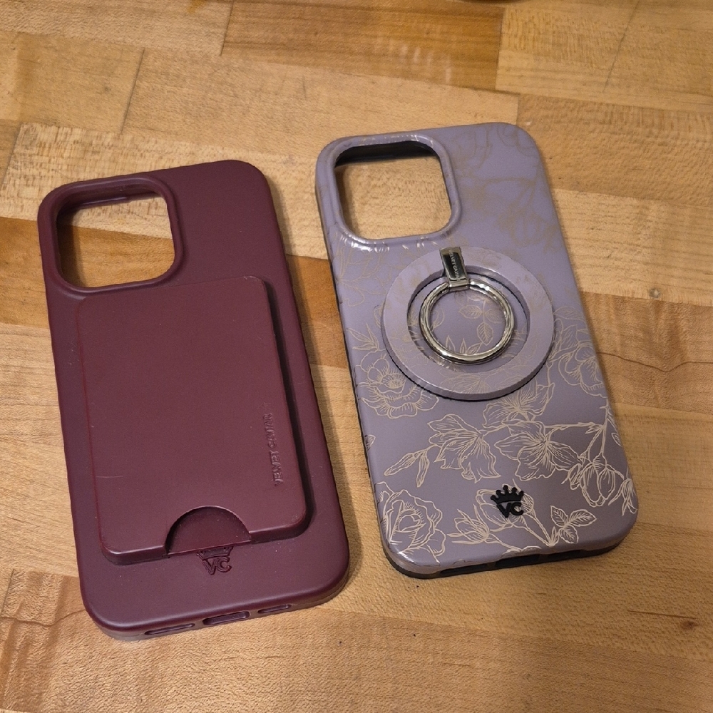 Velvet Caviar Phone Case Duo – Plum and Lilac with Gold Floral Accent